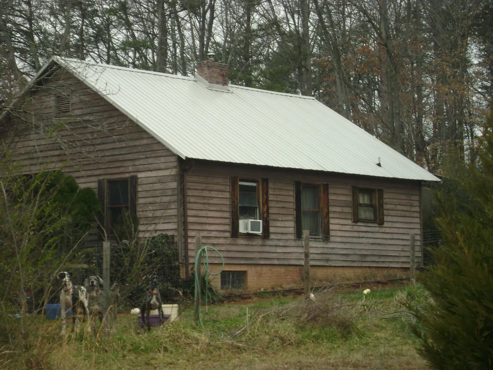 White metal roof on an old wood sided farmhouse, from a Metal Roof Installation job in Gwynedd